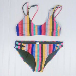 No Boundaries Colorful Multicolor Striped Cutout T